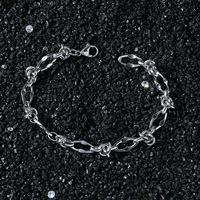 Collier à maillons Hip Hop pour hommes à la mode en acier inoxydable avec noeud géométrique Street Fashion plaqué or