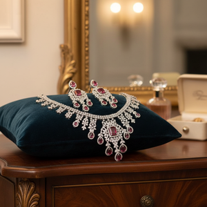 American Diamond <b>Necklace</b> <b>Set</b> <b>Silver</b> Plated 11151695DP Elegant Fine Jewelry - Product Image 3