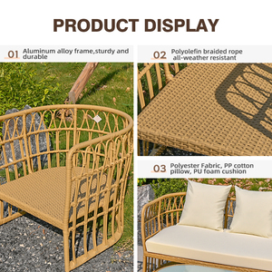 <span class=keywords><strong>Salon</strong></span> <span class=keywords><strong>de</strong></span> <span class=keywords><strong>jardin</strong></span> extérieur moderne, canapé extensible imperméable, ensemble <span class=keywords><strong>de</strong></span> meubles <span class=keywords><strong>de</strong></span> luxe en rotin PE pour patio - Product Image 2