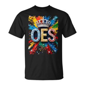 T-shirt promotionnel unisexe à manches courtes et col rond pour adulte, motif Oes Crown Queen Diamond Watercolor Drip Paint coloré - Product Image 1