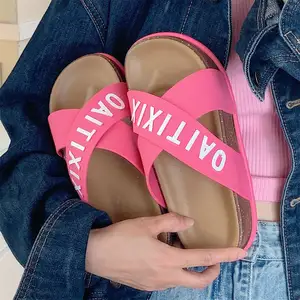 XIXITIAO Pvc Thick Sole Sandals Shoes Slides Character Summer Slippers Non-slip Rubber Beach Slippers Cross Strap Slipper