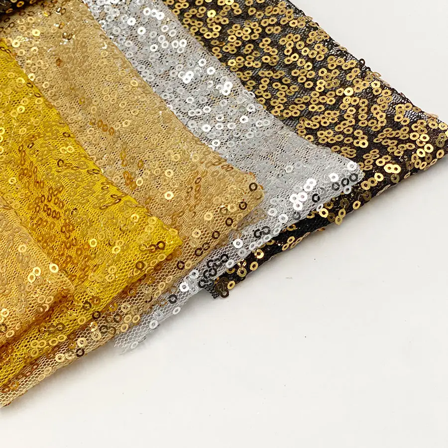 Luxus schillerndes gelbes Netz passend zu mehrfarbigem Metallic Paille tte Gold Spitze Mesh Pailletten stoff
