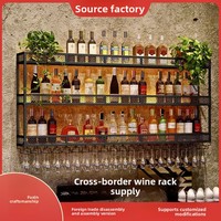 Étagère murale moderne en fer forgé pour bouteilles de vin, avec éclairage détachable, pour restaurant, bar, maison, meuble de rangement pour vin et bière