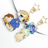 Porte-clés en acrylique transparent personnalisé en forme de fleur Vigreat, avec impression de fille mignonne en époxy, breloque de sac avec chaîne de perles jaunes