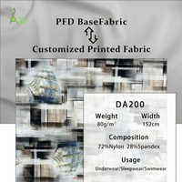 Personalizable cómodo diseño abstracto tela elástica 72% Nylon 28% Spandex UV 72% protección impresa para ropa interior de niños