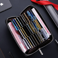 WilliamPolo Dompet Tas Tangan Sederhana Anti Maling RFID Kapasitas Besar Pria Penutup Ritsleting Tas Gesek Tempat Kartu Multifungsi