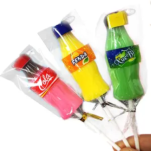 Toptan özel komik içecek şişesi şekil müzikli ışık sopa lolipop lal sakızlı lolipop üreticileri