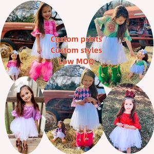 Lindo Vestido de Tul para Niña con Vestido a Juego para Muñeca de 18 Pulgadas, Vestido Informal de Verano con Hombros Descubiertos <span class=keywords><strong>y</strong></span> <span class=keywords><strong>Media</strong></span> Manga para Bebés <span class=keywords><strong>y</strong></span> Niñas Pequeñas - Product Image 1