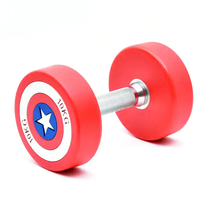 High Quality Gym Equipment PU Round American Captain Dumbbells Gym Free Weights Dumbbell