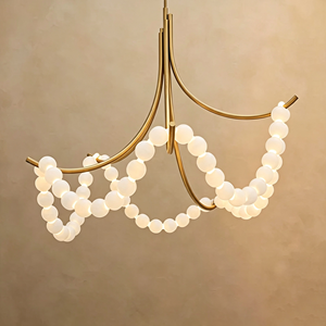 Lustre en albâtre de style français moderne, forme de collier en laiton, lustre en marbre <span class=keywords><strong>pour</strong></span> salon, hôtel, villa, décoration intérieure - Product Image 1