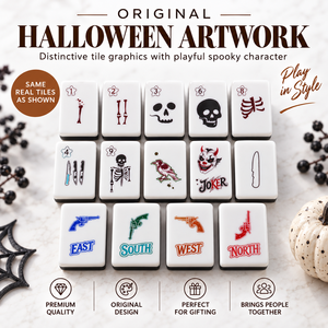 Vibrante Juego de 160 Fichas de Mahjong Acrílicas con Acabado Pulido y Patrón de Calaveras de Halloween para Fiestas Modernas - Product Image 5