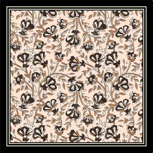 70x70cm Vintage Floral Vine Digital Print Polyester Satin <b>Square</b> <b>Scarf</b> Ethnic Botanical Neck <b>Scarves</b> for Women Casual Use - Product Image 3