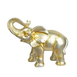 工厂定制高品质动物雕塑办公室开业礼品金色大象雕像花园装饰雕塑