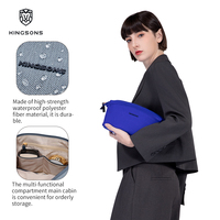 Sac de maquillage de voyage pour femmes Kingsons, 3L, résistant à l'eau, polyester texturé, fermeture éclair en métal, pochette cosmétique
