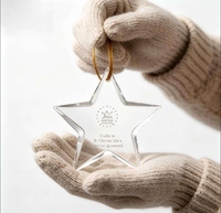 Pendentif en cristal pentagramme transparent pouvant servir de décoration de sapin de Noël ou pour la gravure et l'impression DIY