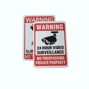 Warning 24 Hour Video Surveillance Sign Aluminum No Trespassing Safety Warning Sign For Outdoors