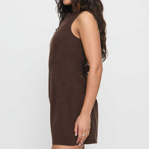 เดรสคอร์ดูรอยสีน้ำตาลสำหรับผู้หญิง คอวีผูกโบว์ด้านหลัง ทรงเอไลน์ มินิเดรส เซ็กซี่ สไตล์วินเทจ Y2K สำหรับฤดูใบไม้ร่วง ฤดูหนาว ใส่สบายๆ ในชีวิตประจำวัน - Product Image 4