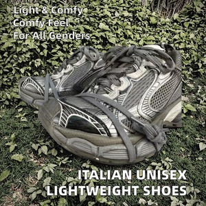 Chaussures de sport unisexes de style italien moderne, grandes tailles, légères, confortables, baskets plates à semelle souple, rehaussantes, à lacets, en maille - Product Image 2