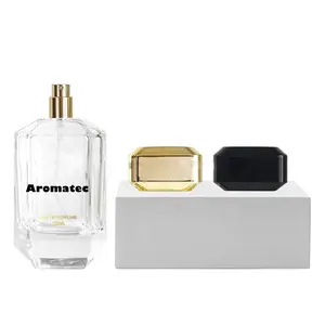 Popular Transparent Rectangular Perfume Glass Spray Bottle 100 ML Perfume Bottle With Square Perfume Bottle Cap