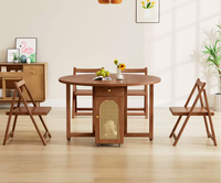 Ensemble de table à manger pliante extensible avec plateau rabattable papillon, armoire de rangement en rotin, plateau en marbre sur roulettes, gain de place