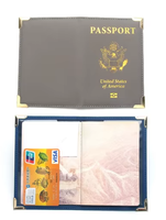 Portefeuille de voyage en cuir PU avec logo personnalisé, style américain, porte-cartes ouvert avec fente pour billet, pour passeport et autres documents