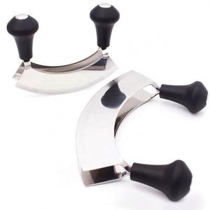 Hot Sale Stainless Steel Crescent Double Blade Vegetable Herb Mezzaluna Chopper Knife - Product Image 1