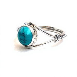 Anillo de plata de ley 925 con turquesa para mujer, regalo para aniversario de boda, anillo bohemio para ella - Product Image 3