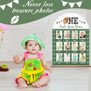 Wooden Baby Milestone Photo <b>Frame</b> Sports Theme First Year Display Wall Decor Oval Shape Durable Material - Product Image 2