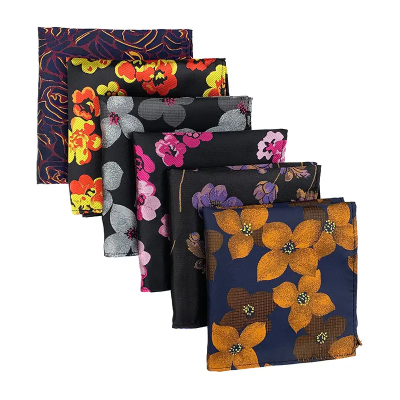 Handkerchief Custom Luxurious Silk Handkerchiefs Pocket Square High Quality Beautiful Jacquard Floral Hanky Handkerchief For Mens