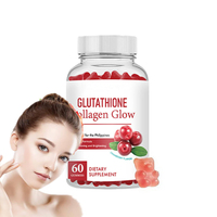 Gummies blanchissantes au L-Glutathion et au collagène, saveur fruitée, enrichies en biotine, 60 bonbons gélifiés en bouteille, vente en gros OEM
