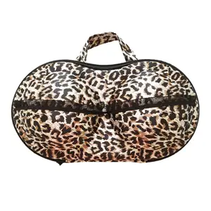 Wholesale Custom Large Capacity Eva Zipper Leopard Case Bra Shaped Case Storage Lingerie Underwear For Women