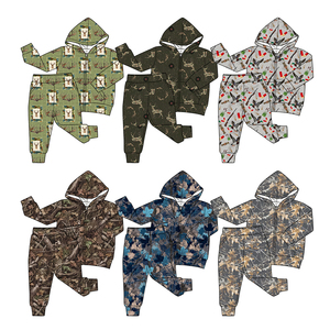 Conjunto de Ropa Infantil de 2 Piezas con Estampado de Camuflaje para Niños, Sudadera con Capucha y Pantalones, Estilo Casual, Precio de Fábrica, para Otoño - Product Image 1