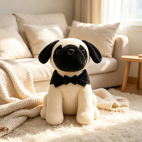 Boneka Anjing Pug Kustom, Mainan Hewan Peliharaan Lucu, Boneka Super Lembut Bersulam, Maskot Penghilang Stres, OEM ODM MOQ Rendah