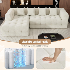 Sofá Inflable Convertible en Forma de L con Relleno de Esponja y Cubierta de Tela en Caja para Reventa en Línea - Product Image 3