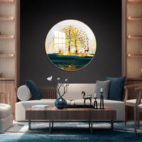 Peinture murale circulaire en porcelaine de cristal diamanté, motifs de cerfs, style nordique, pour salon moderne de luxe léger, porche et restaurant