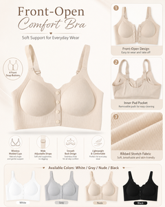 <span class=keywords><strong>Sujetador</strong></span> de lactancia con botones frontales para mujer, sin aros, para maternidad, acanalado, sin costuras, cómodo, tipo bralette - Product Image 3