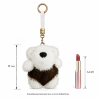 Llavero de oso de peluche de piel de visón auténtica al por mayor, bonito colgante para bolso, suave y esponjoso, estilo Kawaii, 5 colores, OEM personalizado, 11 cm
