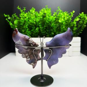 Venta al por Mayor de Mariposas de Ágata Azul Pulida con Flores, Cristales Naturales de Varias Alas para Sanación y Otras Artesanías de Cristal - Product Image 5
