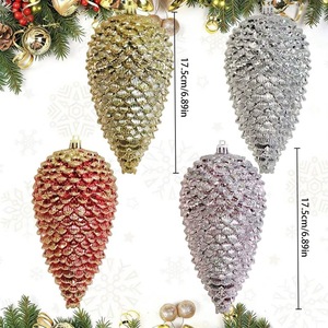 Adornos Navideños de Piñas de Pino de Plástico Brillante de Lujo, Piñas Grandes para Decoración de Árboles de Navidad, Coronas y Guirnaldas - Product Image 4