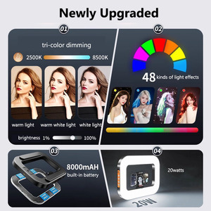 Lumière Annulaire LED RGB 20W Portative pour Vlogging Extérieur, Lampe Vidéo Carrée pour Selfie et Éclairage <span class=keywords><strong>Photo</strong></span> de Téléphone Portable - Product Image 2