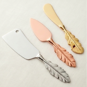 Stainless Steel <b>Cheese</b> <b>Knife</b> <b>Set</b> With Copper Feather Handles Dishwasher Safe Premium <b>Set</b> For Restautrant And Kitchen Use - Product Image 1