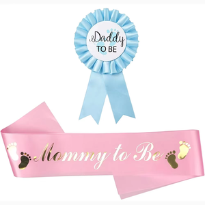 HLC Set <span class=keywords><strong>de</strong></span> Bandas y Cintas para Hombro para Futura Mamá y Futuro Papá, para Revelación <span class=keywords><strong>de</strong></span> Género, Recuerdos y Decoración para Baby Shower - Product Image 4