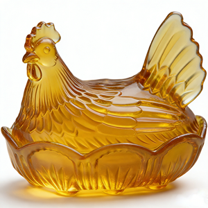 <span class=keywords><strong>Zuccheriera</strong></span> in Vetro a Forma di Gallina FLVC con Coperchio, Contenitore Decorativo <span class=keywords><strong>Vintage</strong></span> per Cucina e Tavola - Product Image 3