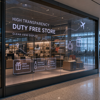 Écran LED transparent en film pour vitrine de duty-free d'aéroport, affichage LED personnalisé sur verre