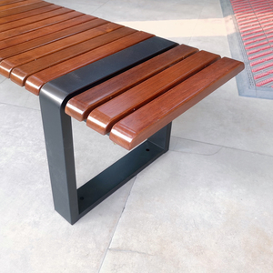 Banco de Madeira Moderno para Exterior - Banco Durável, Ecológico e Resistente à Água para Jardim, Parque e Espaços Públicos - Cadeira de Descanso Sem Encosto - Product Image 6