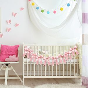 Guirnalda de Lazos de Satén Rosa con Lámina Dorada Pre-Hecha, Pancarta de Lazos al por Mayor, Decoración para Baby Shower, Primer Cumpleaños, Cuna de Bebé - Product Image 4