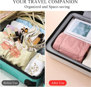 Multifunctional 4-in-1 Large Capacity Nylon Cosmetic <b>Bag</b> Zipper Foldable Portable for Storage Fashion Trend Travel Outdoor - Product Image 4