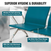 Système de sièges modulaires de qualité aéroportuaire pour salles d'attente publiques, bancs robustes en rangée pour les infrastructures des salons de terminaux et des hubs de transport