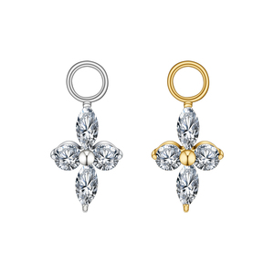 Ciondolo a Stella a Quattro Punte in Titanio ASTM F136 con Zirconia Cubica per Orecchini a Cerchio Pendenti - Product Image 1