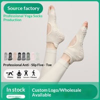 Chaussettes d'été en coton tricotées à bout ouvert pour yoga et pilates, antidérapantes, sans talon, à cinq doigts séparés, style coréen, professionnelles